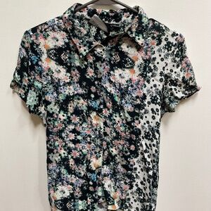 Floral Print Collared Button-up Shirt